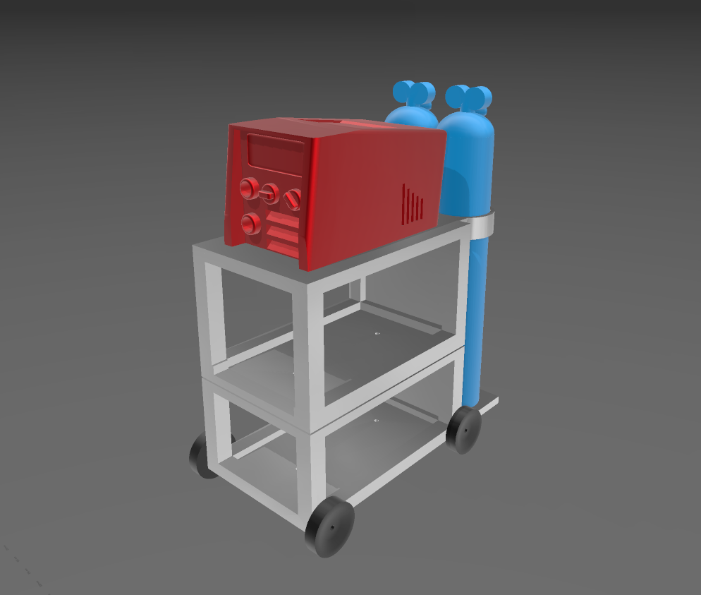 1/10 3D Printed welding trolley with gas bottles