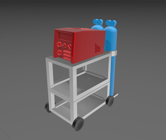 1/10 3D Printed welding trolley with gas bottles