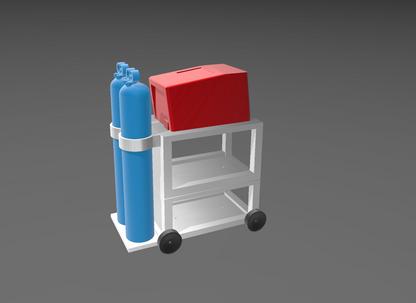 1/10 3D Printed welding trolley with gas bottles