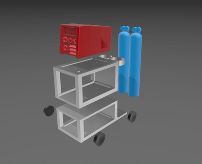 1/10 3D Printed welding trolley with gas bottles